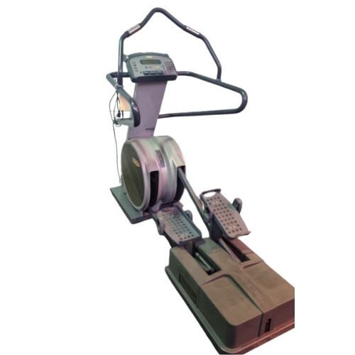 Commercial gym rowing machine with digital monitor and footrests