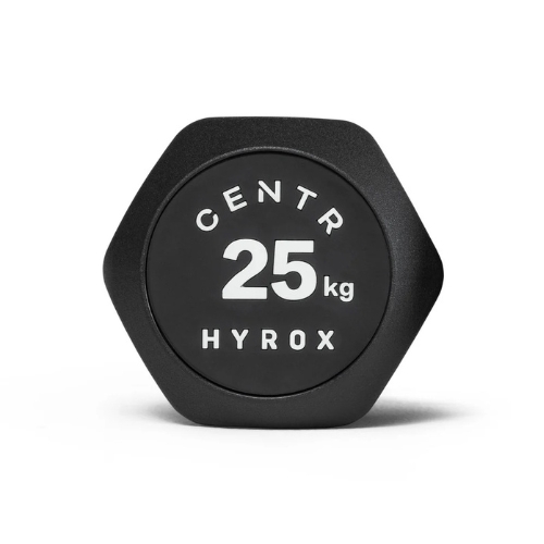 Centr Hyrox 25kg black hexagonal dumbbell weight