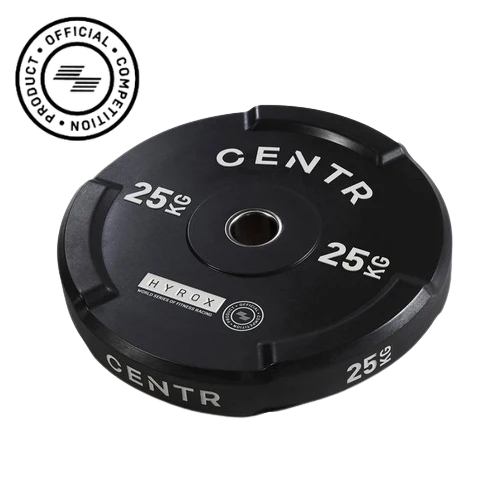CENTR 25kg black rubber bumper weight plate HYROX official