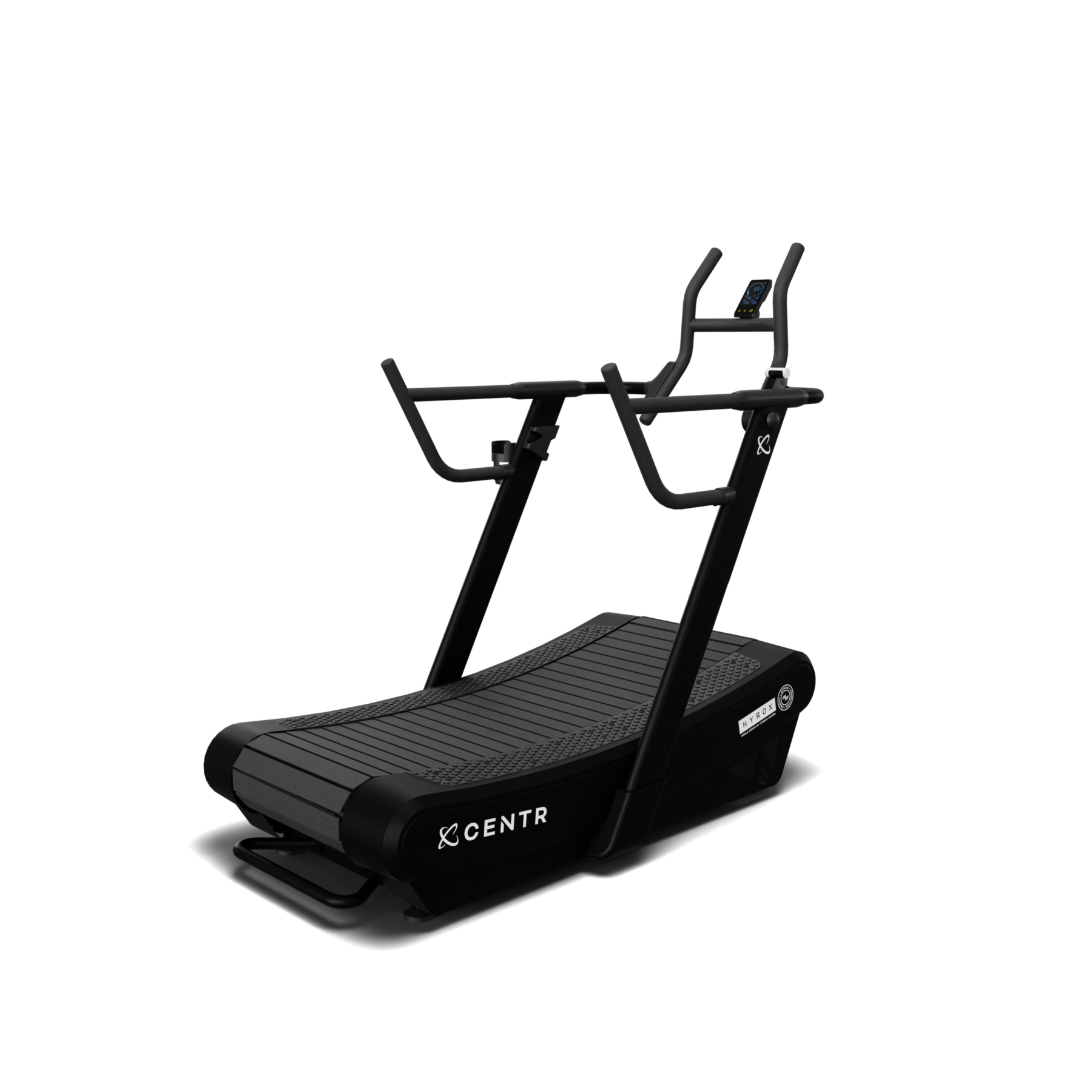 Centr curved manual treadmill with handlebars on white background