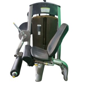 Green and black seated leg extension gym machine