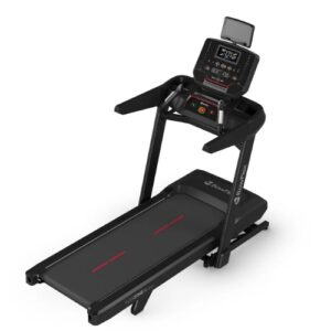Bowflex black treadmill with digital console and tablet holder