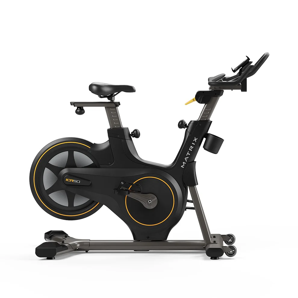 Matrix ICR50 indoor cycling exercise bike in black and gold