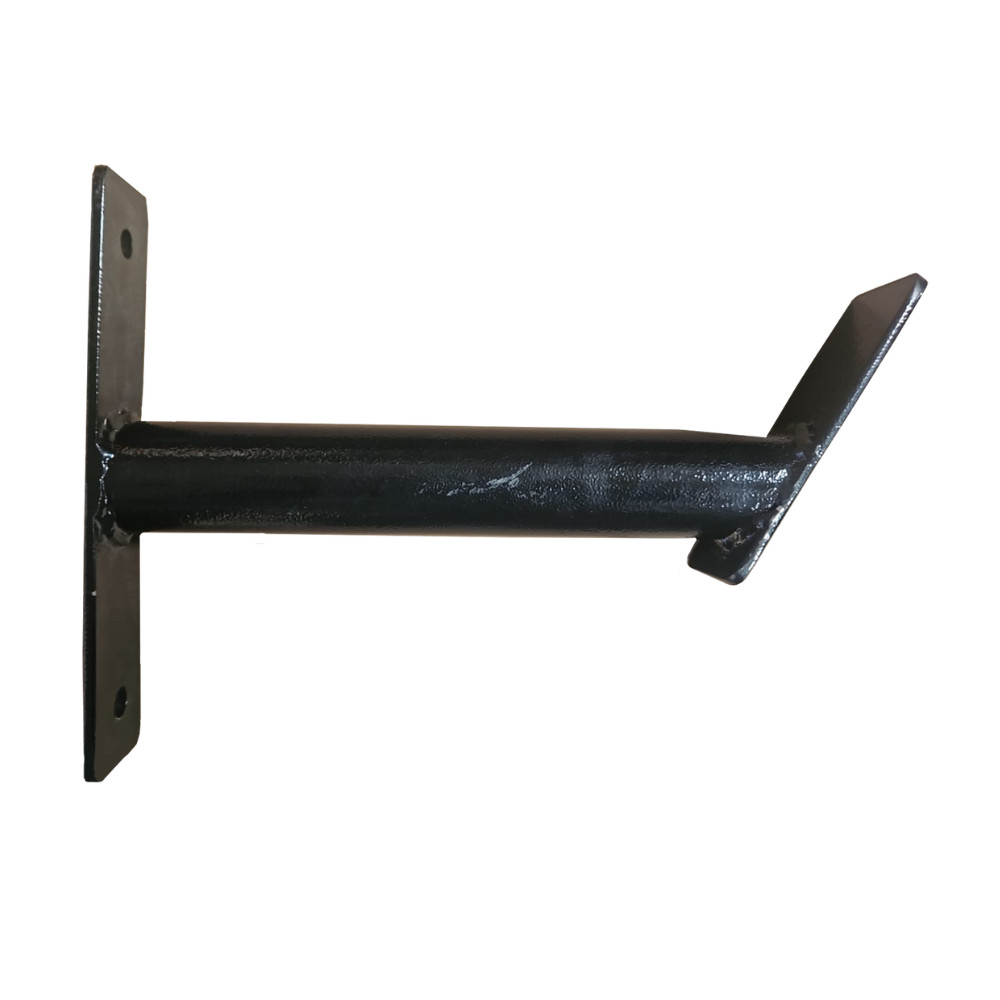 Black steel wall-mounted bracket with cylindrical arm