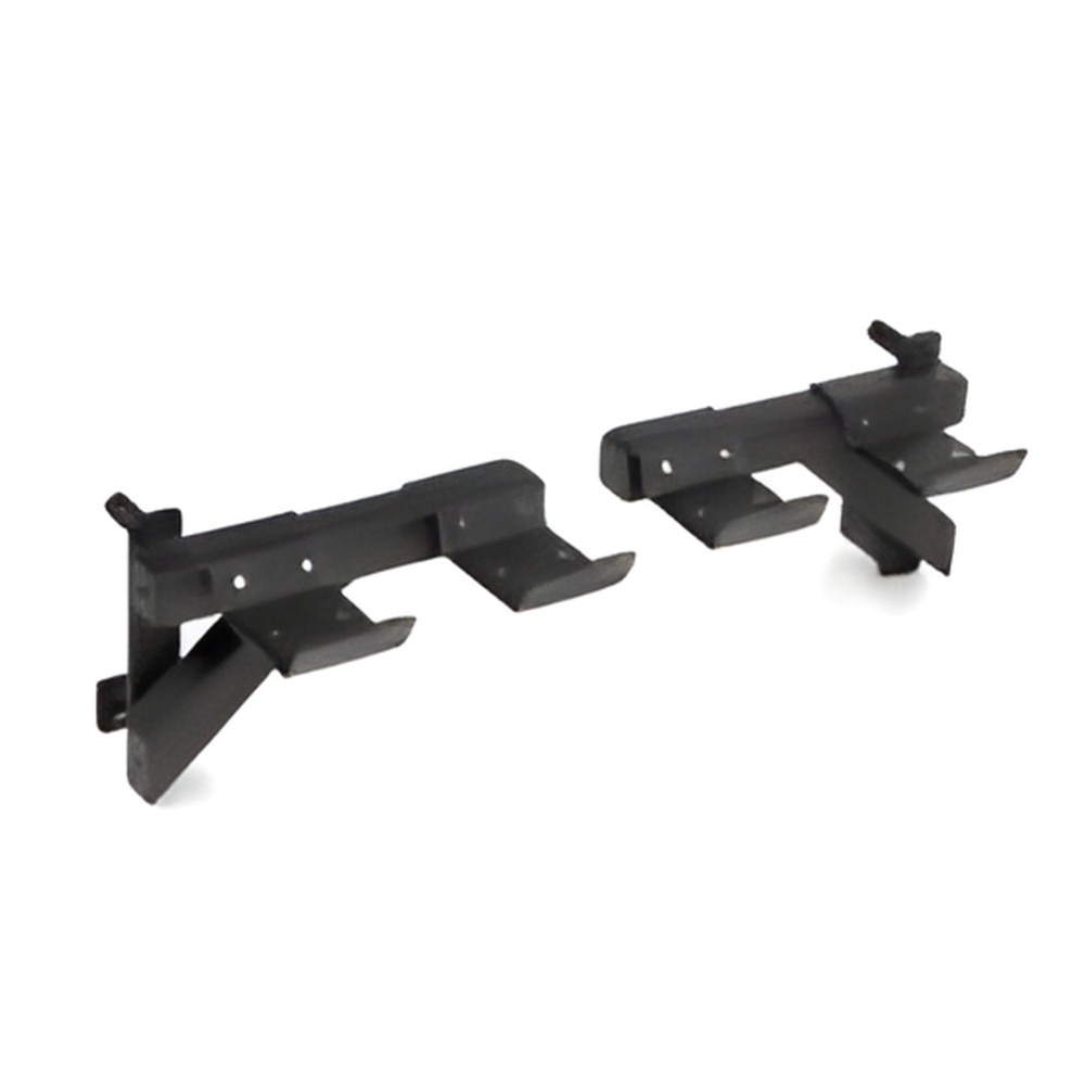 Pair of black metal wall-mounted storage hooks brackets