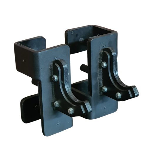 Black steel double bracket mounting clamp for square tubing