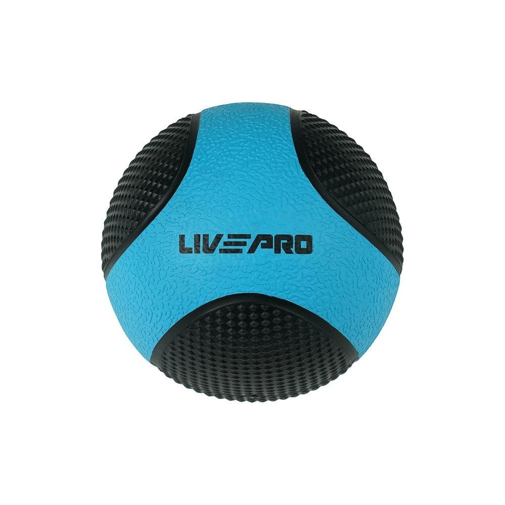 LivePro blue and black rubber medicine ball for fitness