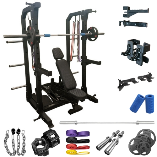 Complete home gym package with Smith machine and accessories