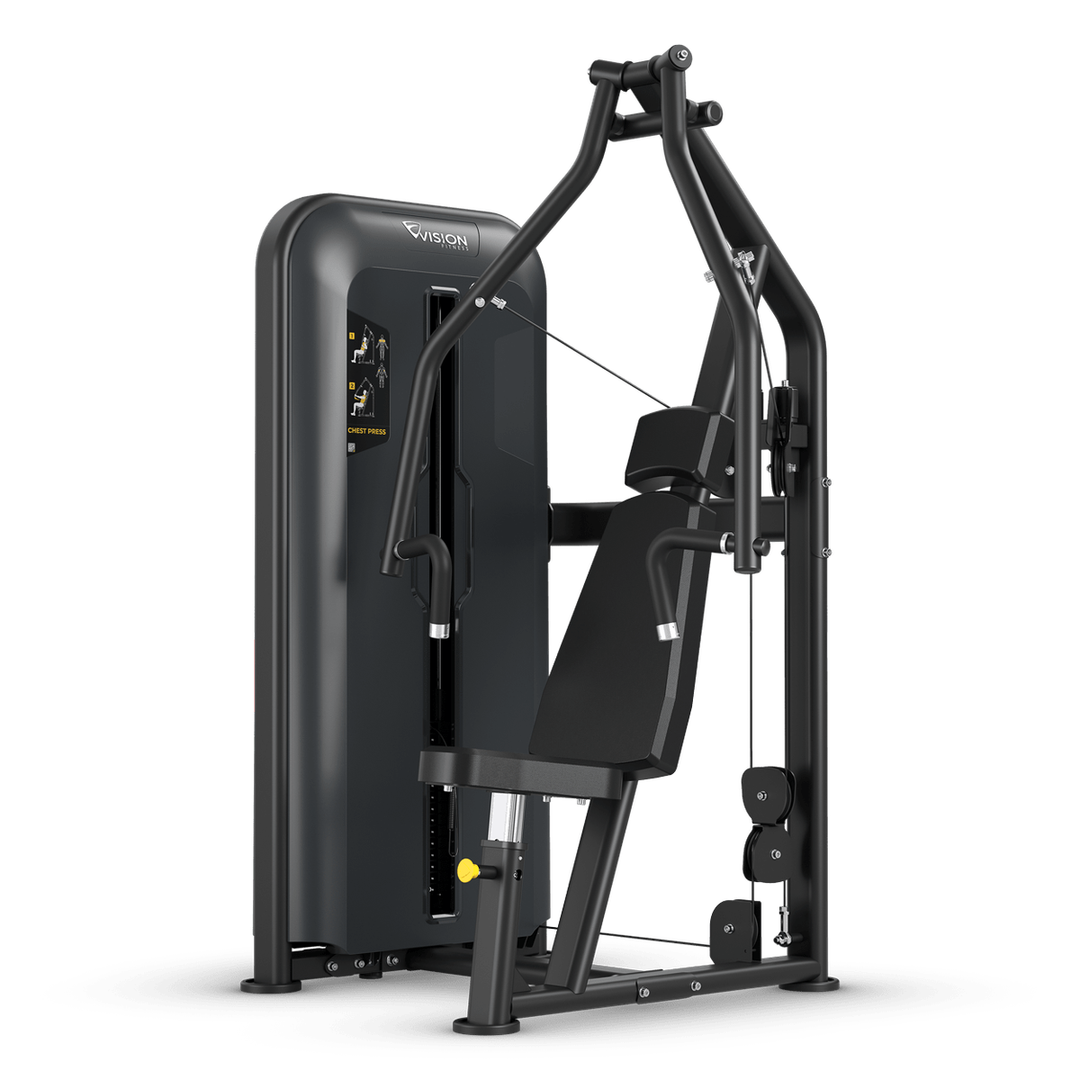 Vision Fitness commercial chest press gym machine in black