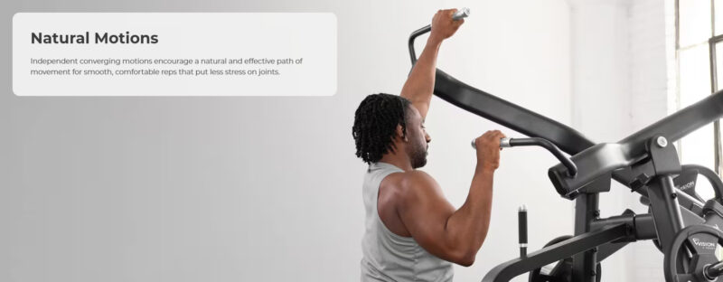 vision | keystone series lat pulldown vst700pl33 Man performing lat pulldown on Vision Fitness gym machine