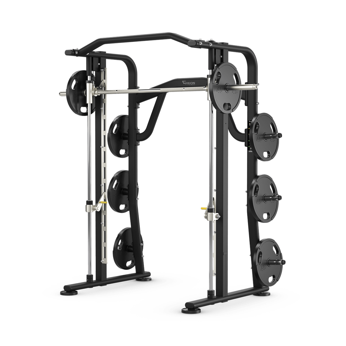 Vision Fitness black Smith machine with weight plates