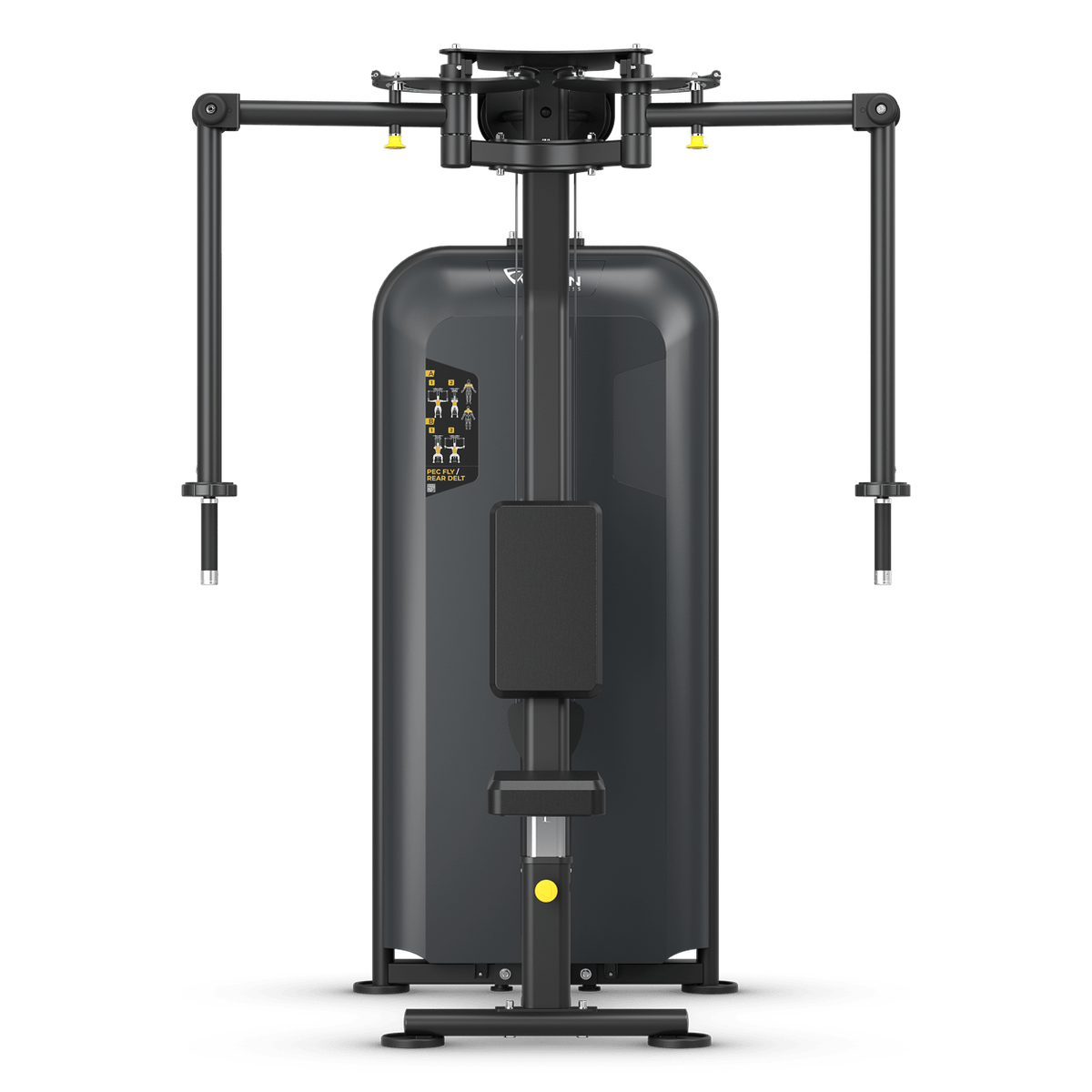 Black commercial pec fly rear delt gym machine front view