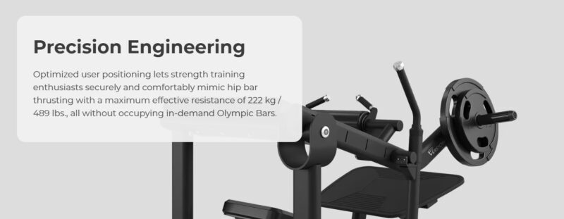Precision engineered hip thrust machine with weight plates