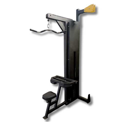 Black commercial lat pulldown cable machine gym equipment