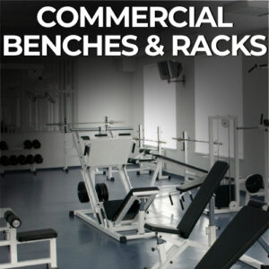 Commercial gym benches and racks in professional fitness facility