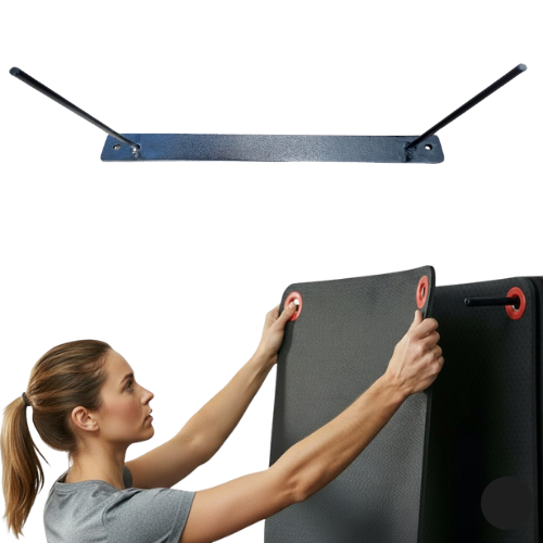 Woman mounting wall pad with metal bracket hardware