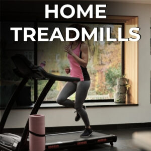 Woman running on home treadmill in modern gym space