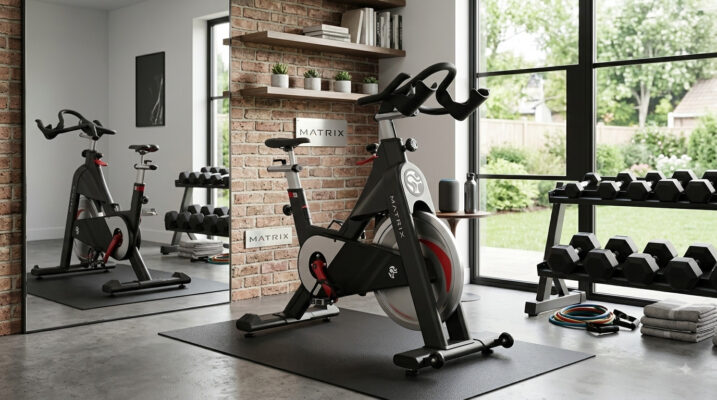 matrix | ic3 spinning cycle | certified pre owned Matrix indoor cycling bike in modern home gym setup