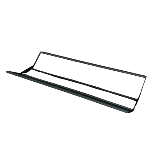 Black metal wire shelf bracket on white background