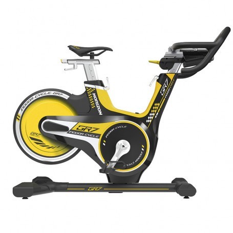 Horizon GR7 indoor cycling spin bike in yellow and black