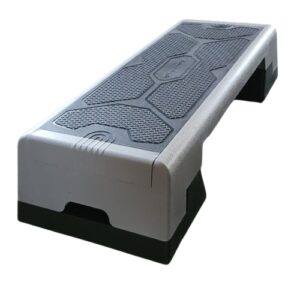 Grey and black adjustable aerobic exercise step platform