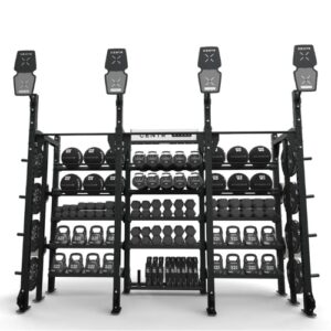 Large CENTR branded gym storage rack with weights