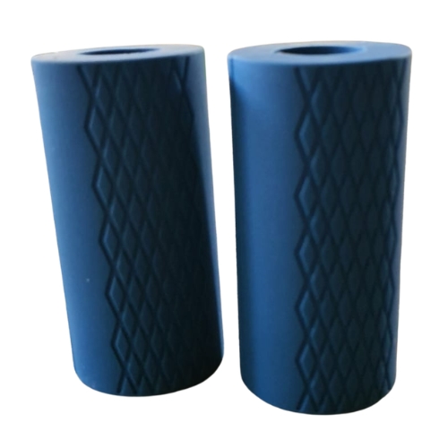Pair of blue textured rubber barbell grips