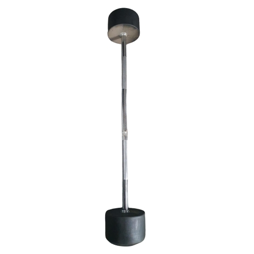 Single chrome dumbbell with black rubber weight plates