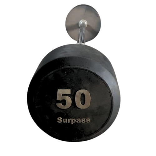 Surpass 50kg black rubber dumbell weight close-up